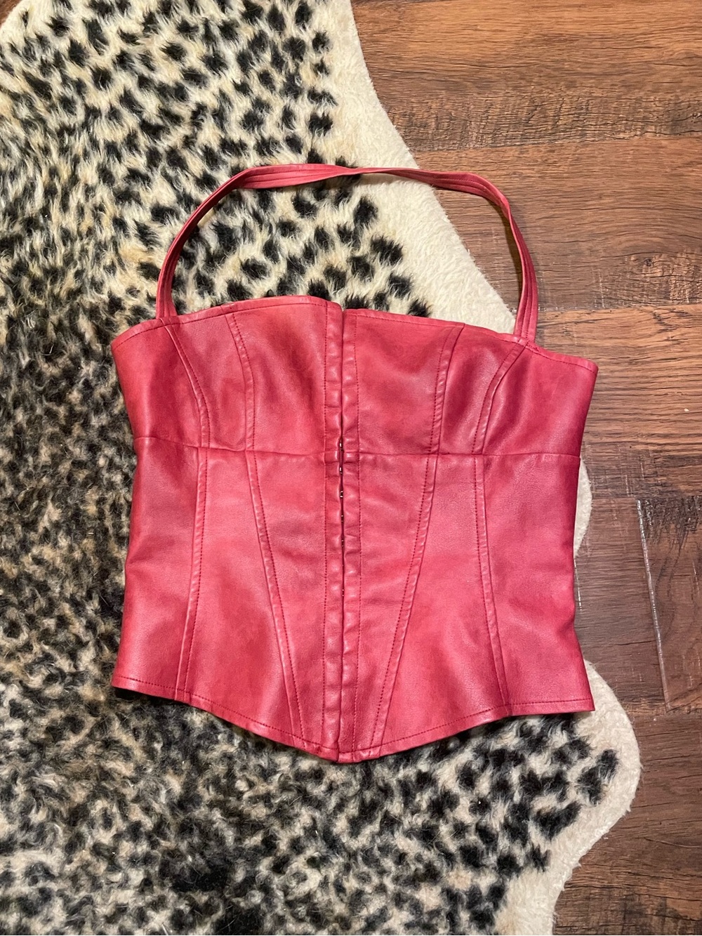 Third Charm Faux Leather Halter Corset